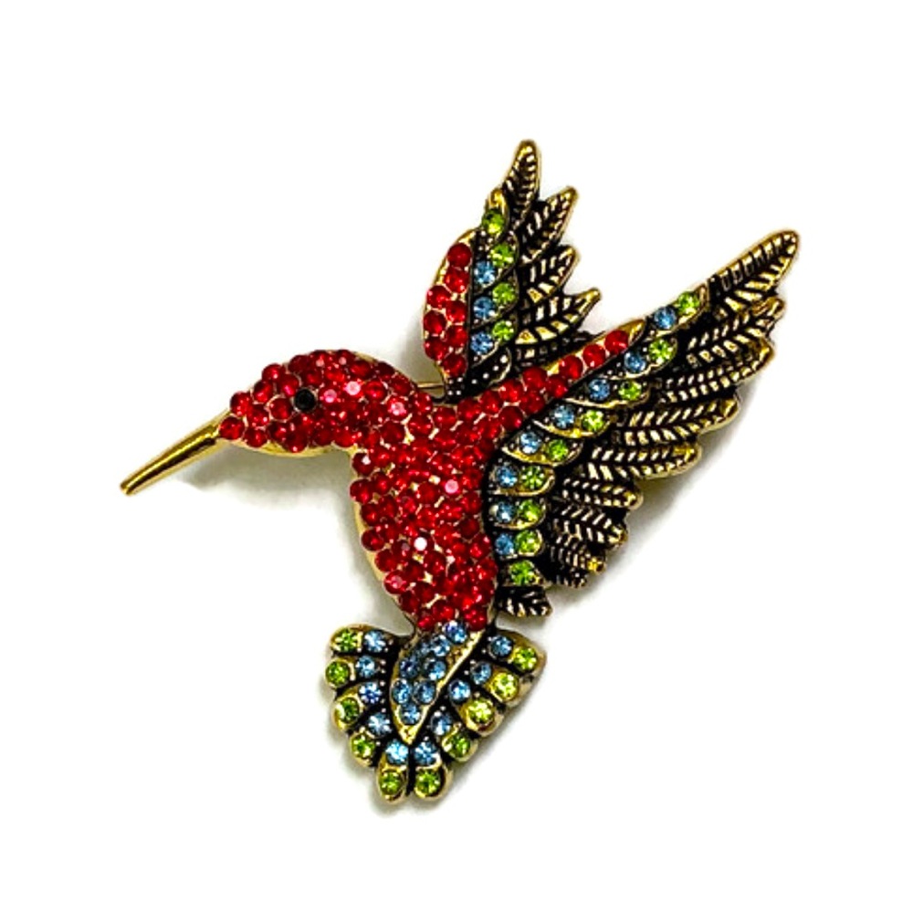Red Hummingbird Brooch
